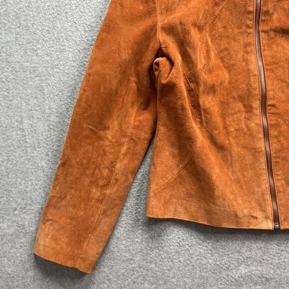 Clio Full Zip Suede Jacket 10 Orange Retro Rock Western Rodeo Cozy Chic Boho - Picture 2 of 12